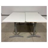 LOT OF 2 CAFE STYLE TABLES - 51" X 28" X 29" TALL