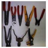 LARGE LOT OF WIRE STRIPPERS AND CRIMPERS