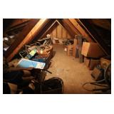 CONTENTS OF SHOP ATTIC - MISC. CAR PARTS, WIRING,