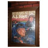 A.J. FOYT 30 YEARS AT INDY RACING FRAMED POSTER -