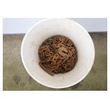 5 GALLON BUCKET OF ASSORTED LOG CHAINS - SOME