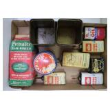 LOT OF METAL ADVERTISING OIL BOTTLES AND OTHER