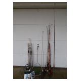 LARGE SELECTION OF FISHING POLES, NETS, MINNOW