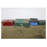 THERMOS GAS CAMP GRILL AND ASSORTED TOOLBOXES