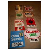 LOT OF 8 PLASTIC CORRUGATED SEED FIELD SIGNS