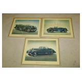 LOT OF 3 VINTAGE FRAMED CAR PRINTS - 1934 FORD,