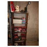 WOOD STORAGE SHELF WITH CONTENTS - NASCAR COCA
