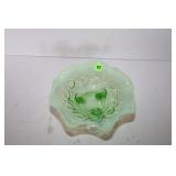 NORTHWOOD GREEN OPALESCENT 8" CANDY DISH - GLOWS