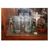 CONTENTS OF CHINA CABINET - BEER MUGS, WINE