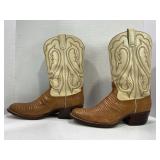 TWO TONE LEATHER COWBOY BOOTS WITH CAT