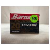20 ROUNDS OF BARNAUL 7.62 X 39 FULL METAL JACKET
