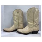 NOCONA WHITE LEATHER COWBOY BOOTS WITH BOOT COVERS