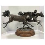 RICK AUGUSTINE 1980 BRONZE 2 HORSE AND RIDER