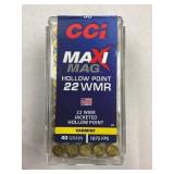 50 ROUNDS OF CCI MAXI MAG 22 WMR 40 GRAIN JACKETED