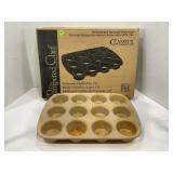 THE PAMPERED CHEF STONEWARE MUFFIN PAN IN ORIGINAL