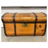 MIDCENTURY GENUINE STYLE ANTIQUE BREAD LOAF TRUNK