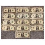 LOT OF ASSORTED DATE $1 FEDERAL RESERVE NOTES