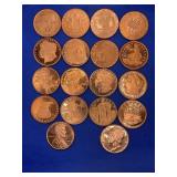 LOT OF 18 ASSORTED ONE OUNCE .999 COPPER