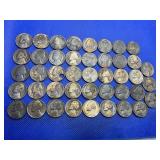 LOT OF 43 1943 - 1945 SILVER WAR NICKELS