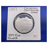 1997 COLORADO CENTENNIAL STATE ONE OUNCE .999 FINE