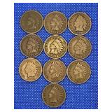 LOT OF 10 ASSORTED DATE INDIAN HEAD CENTS