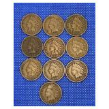 LOT OF 10 ASSORTED DATE INDIAN HEAD CENTS