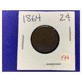 1864 2 CENT PIECE