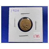 1926 INDIAN HEAD TWO 1/2 DOLLAR GOLD COIN