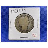 1908-D BARBER HALF DOLLAR