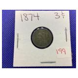 1874 THREE CENT NICKEL
