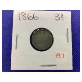 1866 THREE CENT NICKEL
