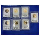 LOT OF 7 PRESIDENTIAL PURE 24KT GOLD ENRICHED $1
