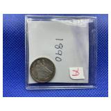1890 SEATED DIME