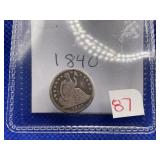 1840 SEATED HALF DIME
