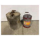 2 GALVANIZED GAS CANS; 5 GALLON AND 1 GALLON
