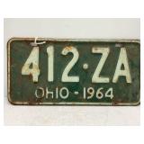 1964 OHIO PAIR OF MATCHING LICENSE PLATES