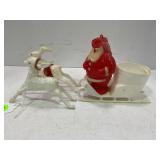 VINTAGE SANTA AND REINDEER HARD PLASTIC CANDY