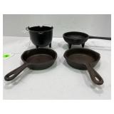 CAST IRON SKILLET ASHTRAYS, REPRODUCTION BULLET