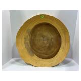 LARGE WOODEN HAND CARVED 18" DOUGH BOWL WITH WALL