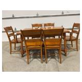 SOLID WOOD KITCHEN TABLE WITH 6 CHAIRS AND 2 BUILT