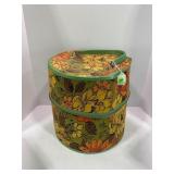 MIDCENTURY MODERN HAT/WIG BOX WITH VARIETY OF