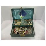 JEWELRY BOX WITH ASSORTED ESTATE JEWELRY