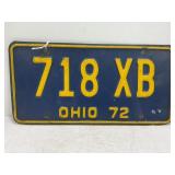 1972 OHIO PAIR OF MATCHING LICENSE PLATES