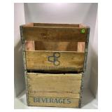 LOT OF 2 WOODEN GENERAL CINEMA CORP BEVERAGE CRATE