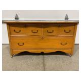 3 DRAWER OAK ROLL AROUND LINEN CHEST - 42" X 19" X