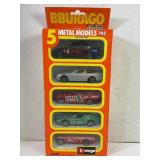 618.  Bburago European Toy Car Package of 5 NEW
