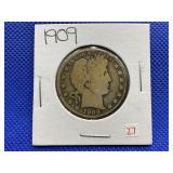 1909 BARBER HEAD HALF DOLLAR