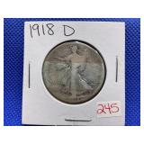 1918-D WALKING LIBERTY HALF DOLLAR