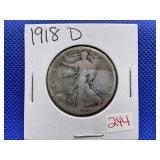 1918-D WALKING LIBERTY HALF DOLLAR