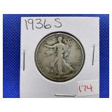 1936-S WALKING LIBERTY HALF DOLLAR